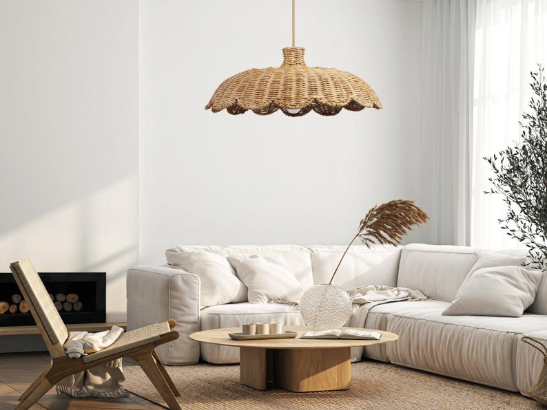 Boho Rattan Pendant Light – Handmade Bamboo Woven Hanging Lampshade for Dining Room, Bedroom & Kitch | AmazPromo