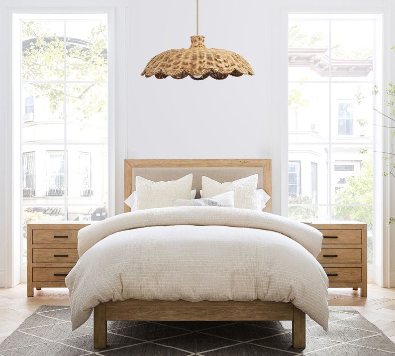 Boho Rattan Pendant Light – Handmade Bamboo Woven Hanging Lampshade for Dining Room, Bedroom & Kitch | AmazPromo