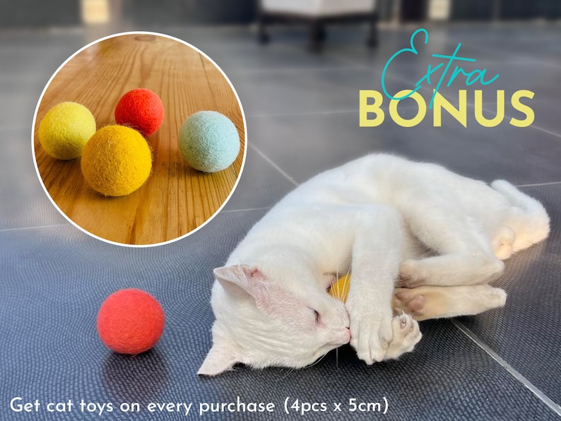 Handmade Wool Felt Mushroom Cat Cave Bed – Cozy Felt Cat House, Eco-Friendly Kitty Hideout | AmazPromo