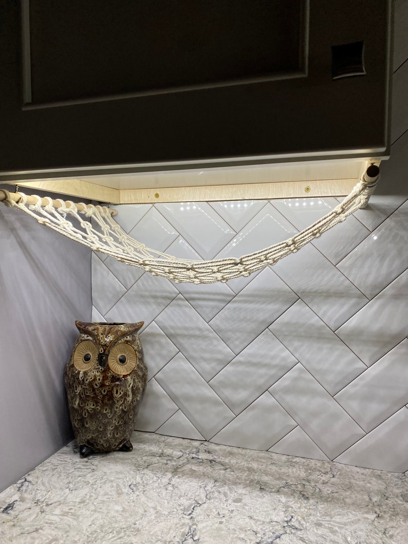 Macrame Fruit Hammock for Kitchen Cabinet | Hanging Vegetable Storage Basket | Boho Cotton Produce H extra image