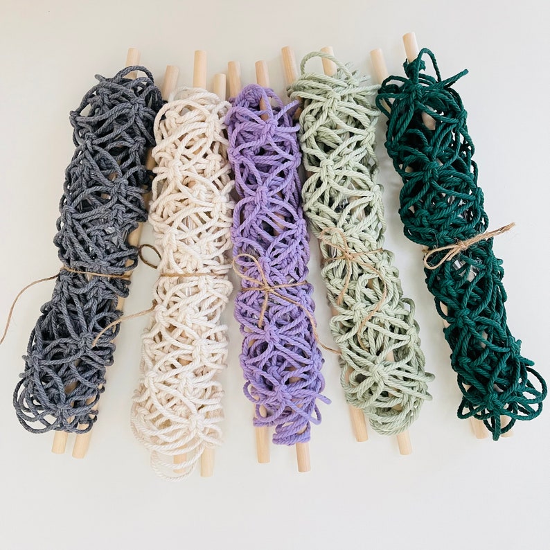 Macrame Fruit Hammock for Kitchen Cabinet | Hanging Vegetable Storage Basket | Boho Cotton Produce H extra image