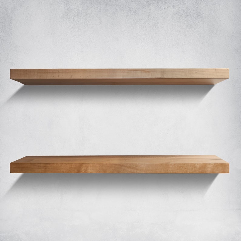 Premium Solid Maple Floating Shelves – Heavy Duty Wall-Mounted Kitchen & Living Room Storage by URBA extra image