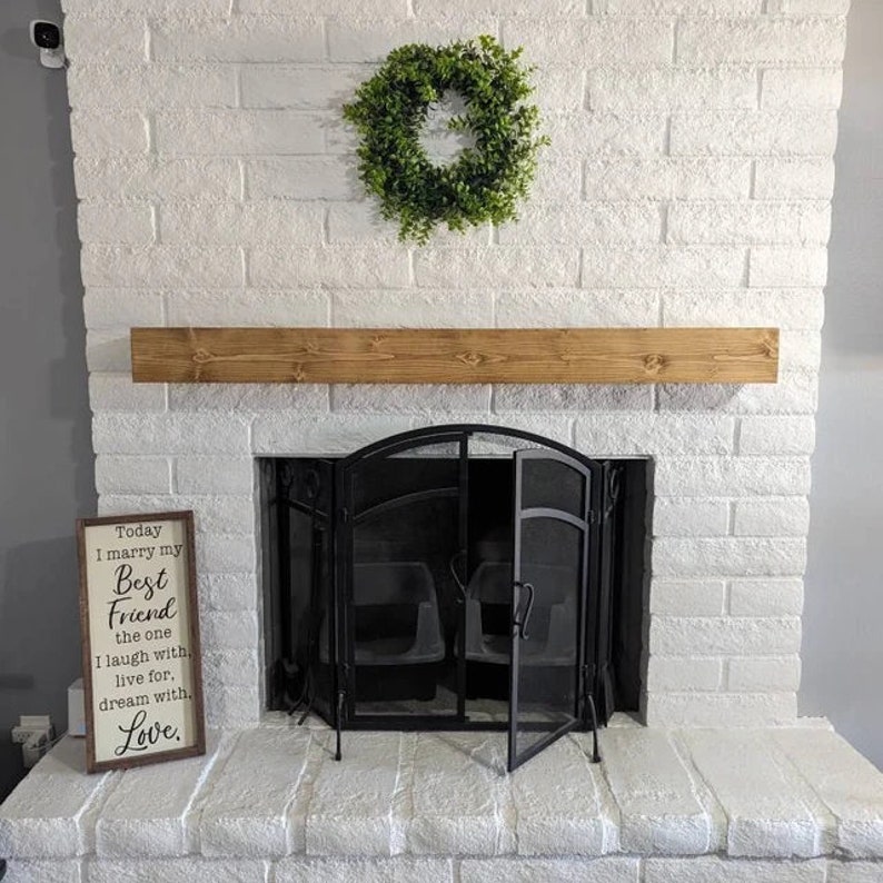 Custom Floating Fireplace Mantel – Handmade Wooden TV Shelf & Rustic Mantel for Modern Homes extra image