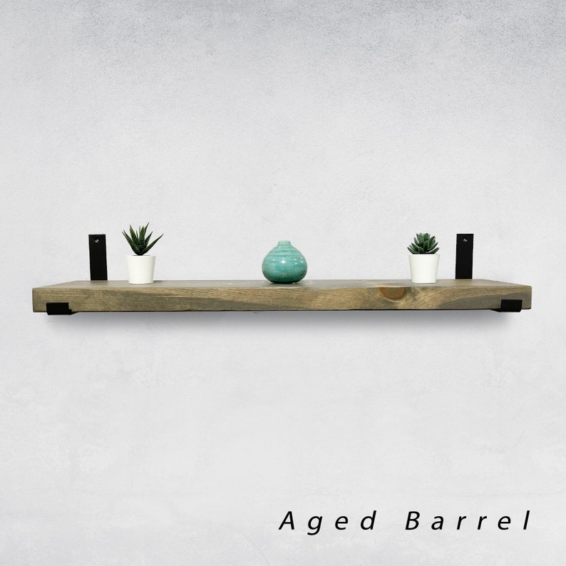 Rustic Wood Floating Shelves with Heavy Duty J-Brackets | Farmhouse Kitchen Shelf | Handmade Pine extra image