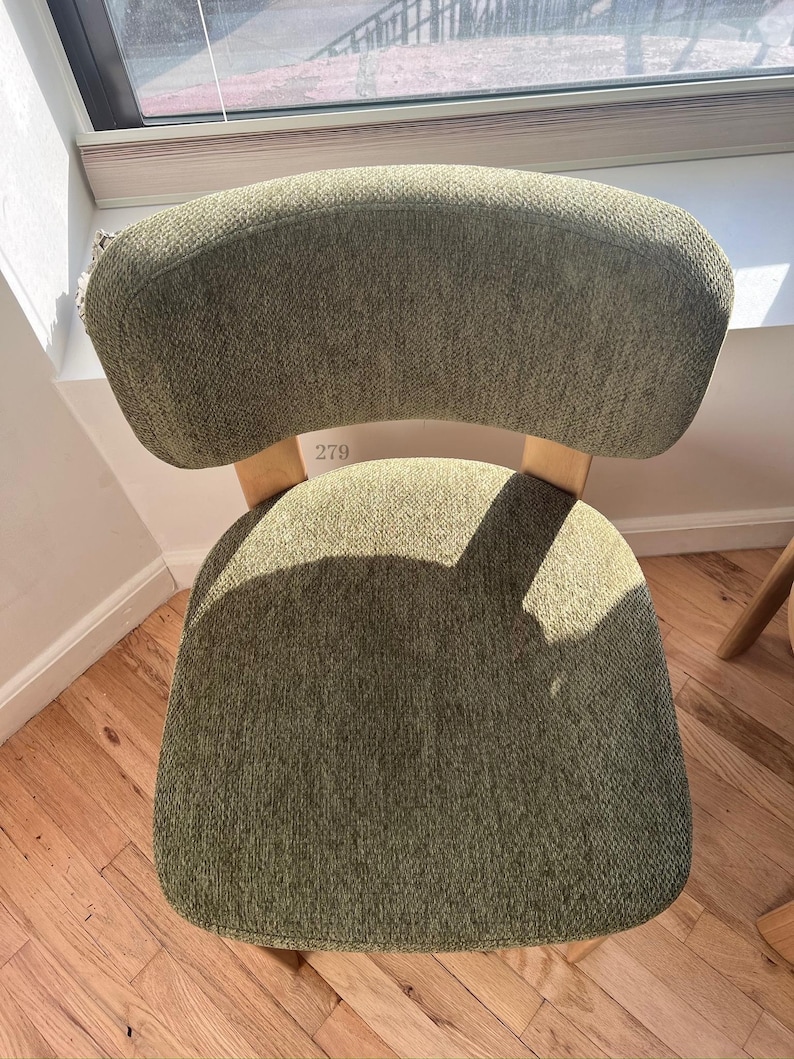 Set of 2 Mid-Century Modern Dining Chairs – Solid Wood Frame with Green Upholstery, Accent Chairs extra image