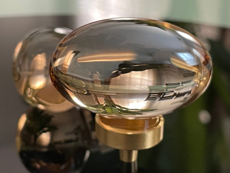 Crystal Glass Oval Cabinet Knob with Solid Brass Base – Elegant Drawer Pulls for Kitchen, Dresser | AmazPromo