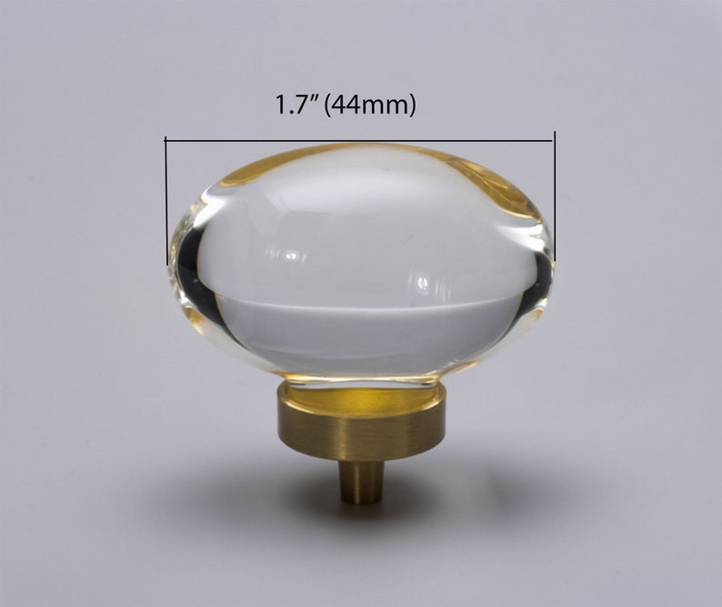 Crystal Glass Oval Cabinet Knob with Solid Brass Base – Elegant Drawer Pulls for Kitchen, Dresser extra image