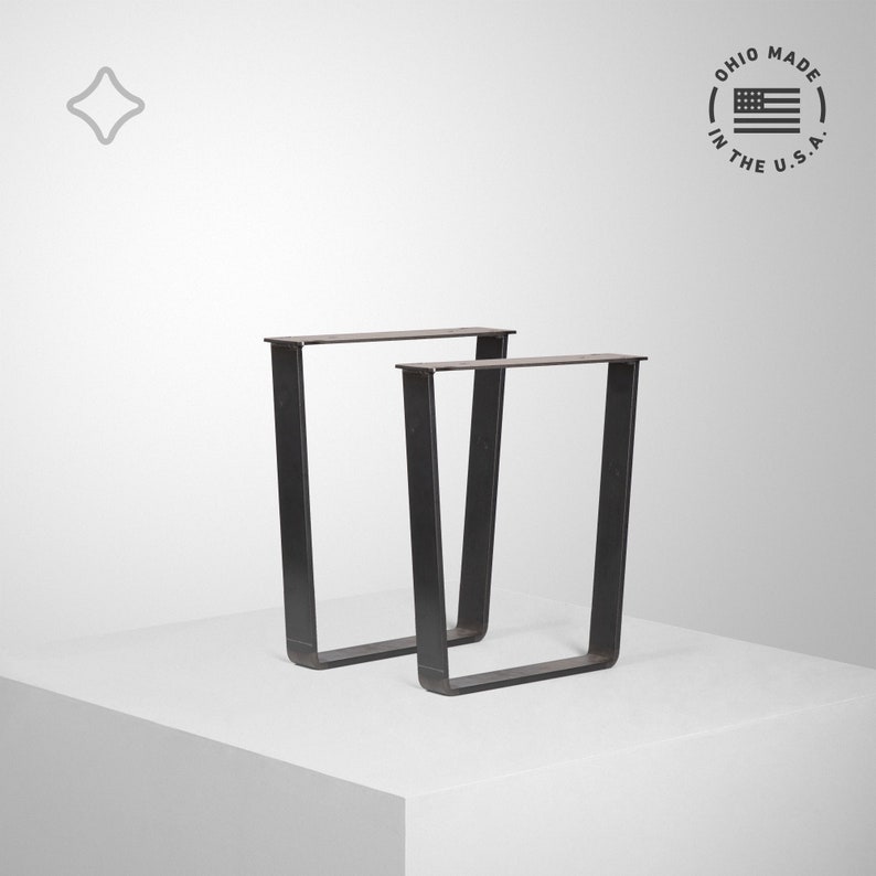 Industrial Metal Bench Legs 16" – Flat Bar Raw Steel DIY Table Base, Rustic Farmhouse & Modern Coffe | AmazPromo