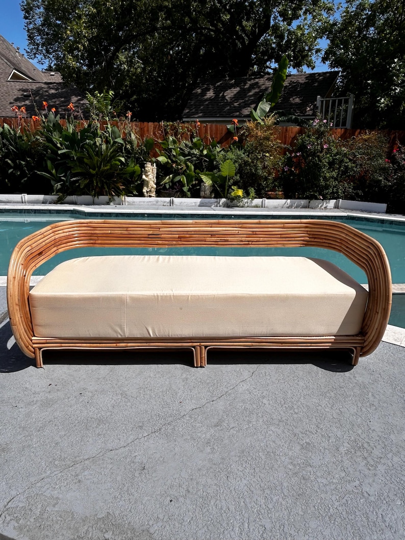 Handcrafted Natural Rattan Sofa with Plush Cushions | Eco-Friendly Outdoor & Indoor Lounge Furniture | AmazPromo