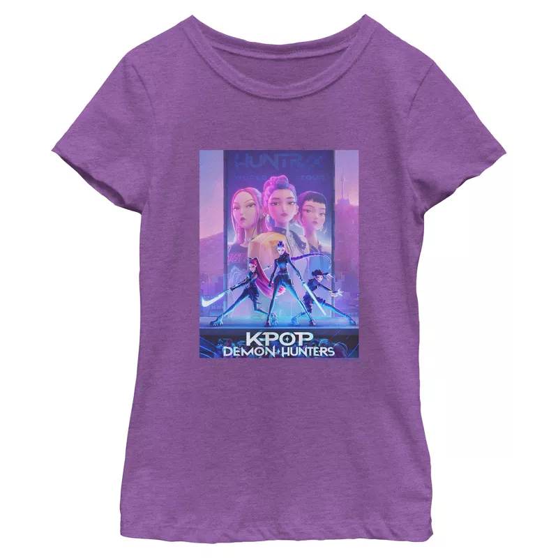 KPop Demon Hunters Girls Graphic T-Shirt – Official Huntrix Trio Poster Anime K-Pop Tee for Fans | AmazPromo