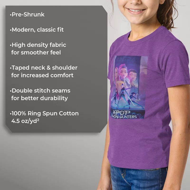 KPop Demon Hunters Girls Graphic T-Shirt – Official Huntrix Trio Poster Anime K-Pop Tee for Fans | AmazPromo