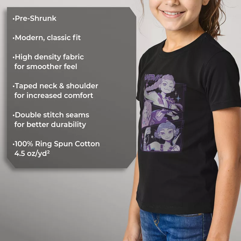 Girls K-Pop Demon Hunters Huntrix Graphic T-Shirt – Official Netflix Anime Idol Tee Featuring Rumi | AmazPromo