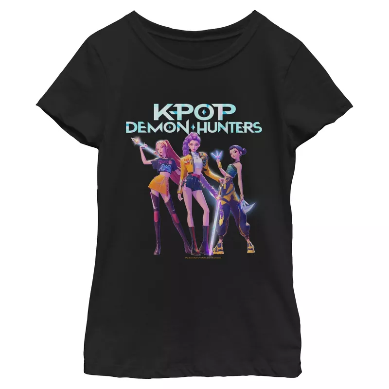 Girls Kpop Demon Hunters T-Shirt – Official Anime Idol Group Graphic Tee Featuring Mira, Rumi & Zoey | AmazPromo