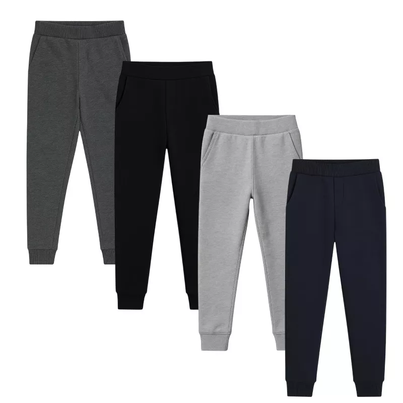 Kids 4-Pack Fleece Sweatpants – Ultra Soft Warm Jogger Pants with Adjustable Waistband for Boys | AmazPromo