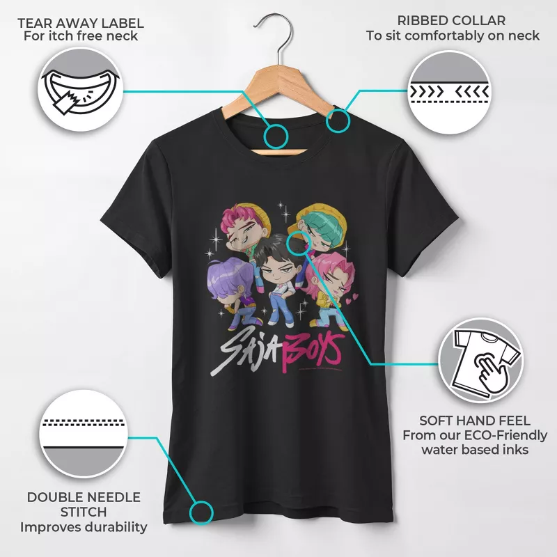 Girls KPop Demon Hunters Saja Boys Chibi Group Graphic T-Shirt | Official K-Pop Anime Merch extra image