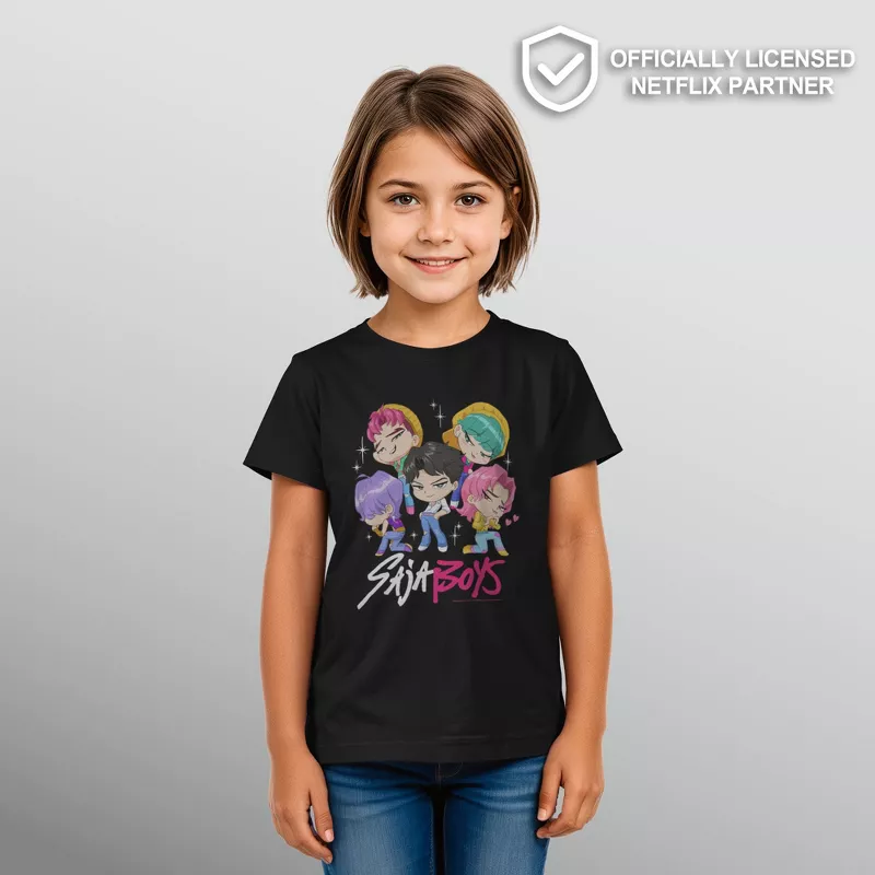 Girls KPop Demon Hunters Saja Boys Chibi Group Graphic T-Shirt | Official K-Pop Anime Merch extra image