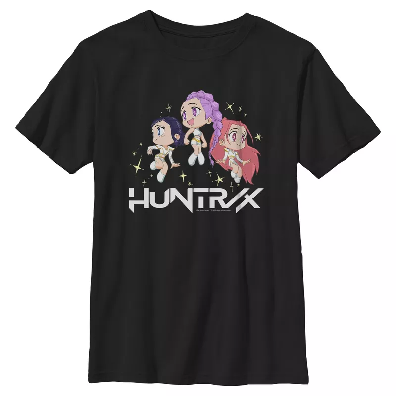 Boys KPop Demon Hunters Huntrix Chibi Trio Graphic T-Shirt | Official Anime Idol Merch | AmazPromo