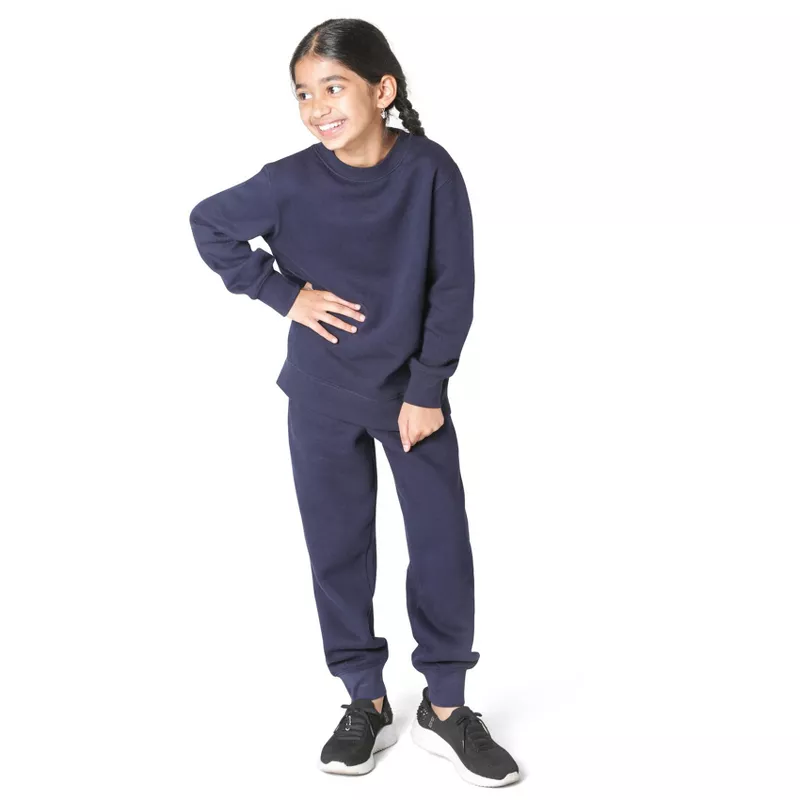 EVERYDAY KIDS Girls’ Cozy Navy Fleece Joggers – Soft Cotton Blend Sweatpants for Active & Lounge Wea | AmazPromo