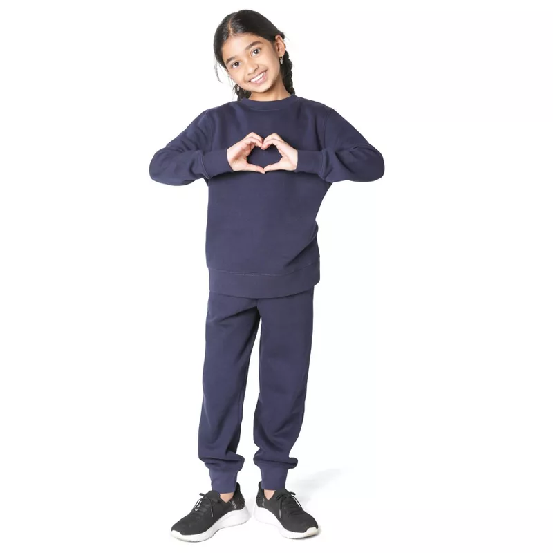 EVERYDAY KIDS Girls’ Cozy Navy Fleece Joggers – Soft Cotton Blend Sweatpants for Active & Lounge Wea | AmazPromo