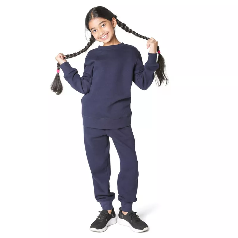 EVERYDAY KIDS Girls’ Cozy Navy Fleece Joggers – Soft Cotton Blend Sweatpants for Active & Lounge Wea extra image