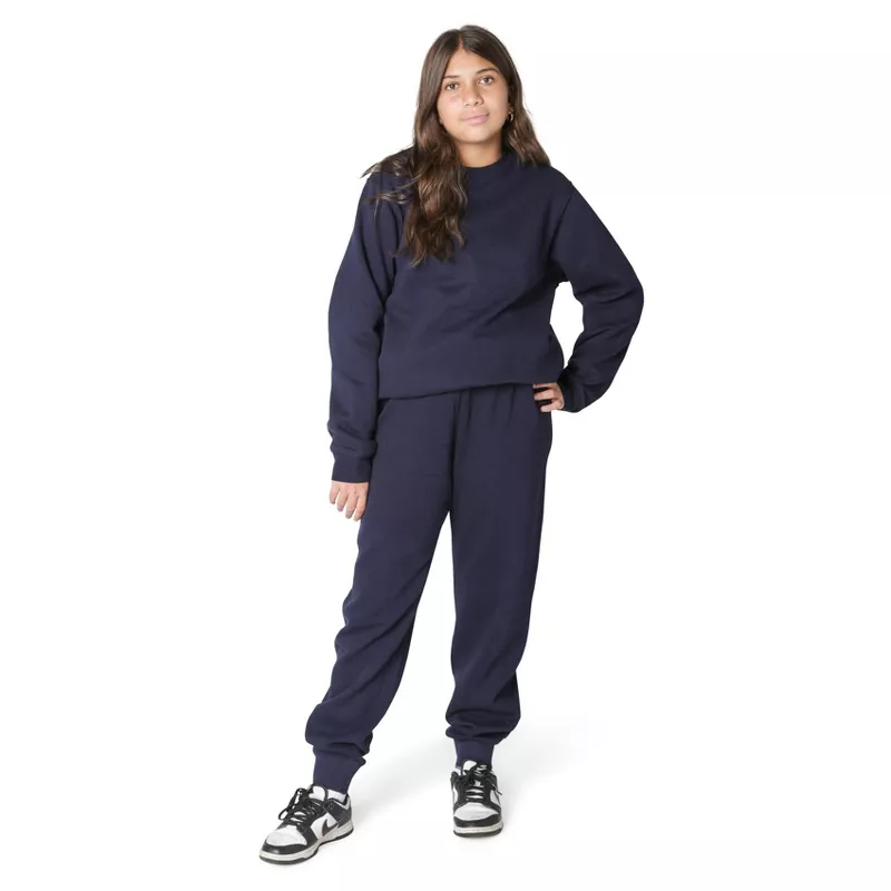 EVERYDAY KIDS Girls’ Cozy Navy Fleece Joggers – Soft Cotton Blend Sweatpants for Active & Lounge Wea extra image