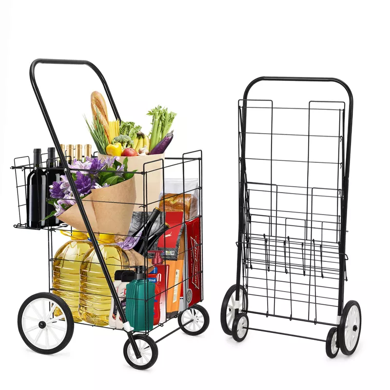 Heavy Duty Foldable Utility Shopping Cart with Wheels – Large Portable Grocery Cart, Rolling Collaps | AmazPromo