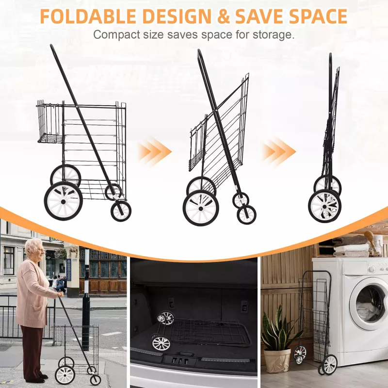 Heavy Duty Foldable Utility Shopping Cart with Wheels – Large Portable Grocery Cart, Rolling Collaps extra image