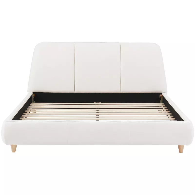 Baofuwish Queen Upholstered Platform Bed Frame with Linen Fabric Headboard, Solid Wood Legs & Sturdy extra image