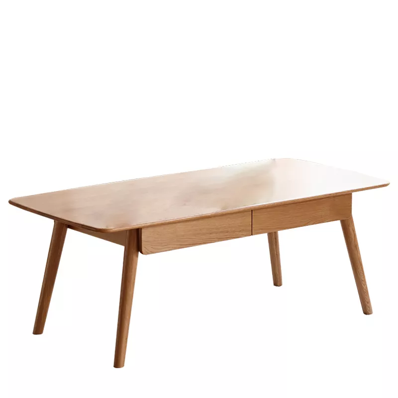 Baofuwish Modern Oak Solid Wood Coffee Table with Storage Drawers – Stylish Center Table for Living | AmazPromo