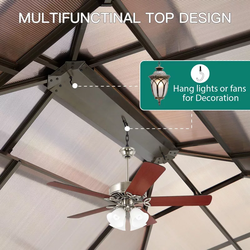 Hardtop Gazebo 10x13 FT with Galvanized Steel Double Roof & Aluminum Frame, Outdoor Patio Pergola | AmazPromo