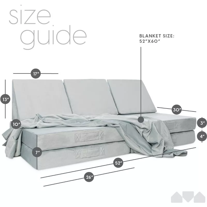 Milliard Kids Play Couch Sofa with Bonus Blanket – Modular Toddler Furniture for Imaginative Play | AmazPromo