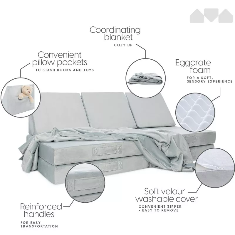 Milliard Kids Play Couch Sofa with Bonus Blanket – Modular Toddler Furniture for Imaginative Play extra image