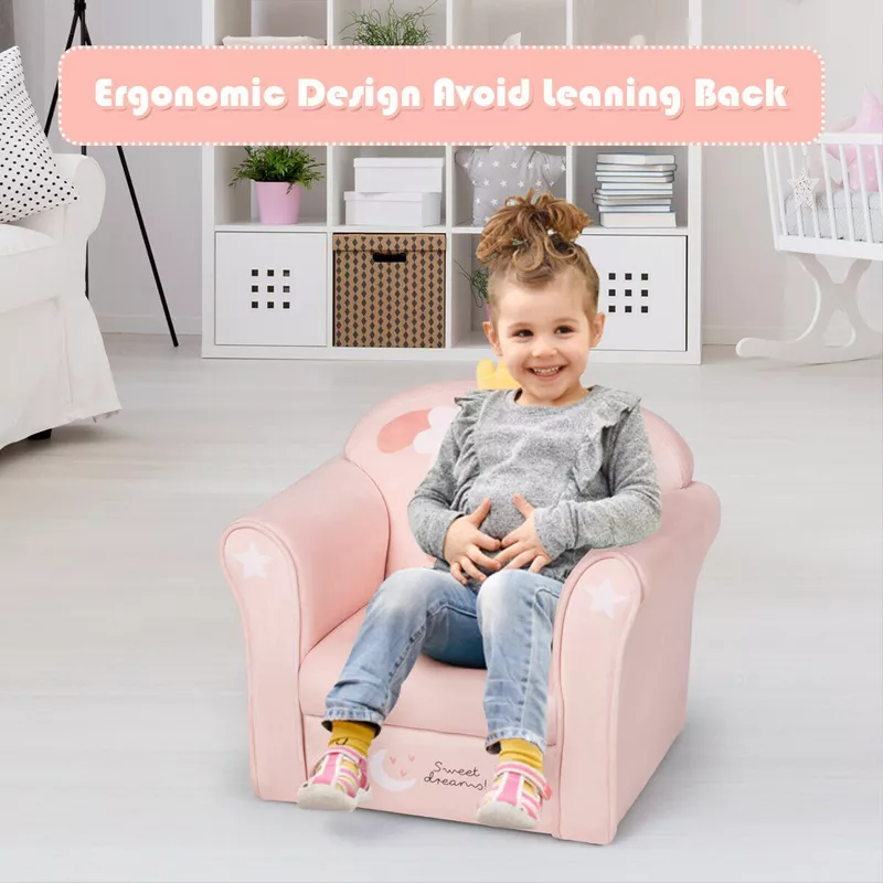 Costway Kids Lamb Velvet Sofa Chair – Toddler Armrest Couch for Reading, Playroom, and Cozy Naptime | AmazPromo
