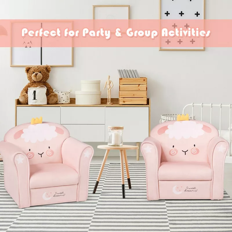 Costway Kids Lamb Velvet Sofa Chair – Toddler Armrest Couch for Reading, Playroom, and Cozy Naptime extra image