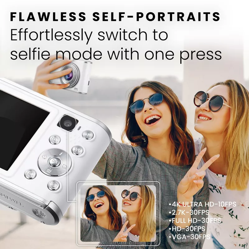 HOM 4K Digital Camera 48MP with Autofocus & 16x Zoom – Portable Vlogging Camera with 32GB Card, Trav extra image