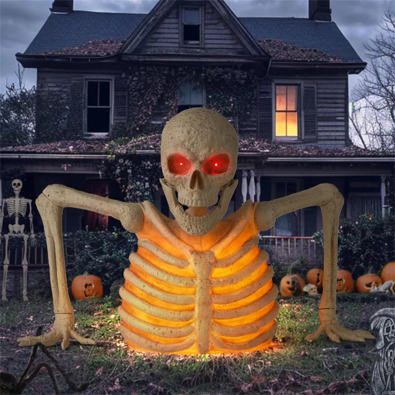 Joyfy 64" Giant Halloween Skeleton Groundbreaker with Lights & Motion Sensor – Scary Animated Gravey | AmazPromo