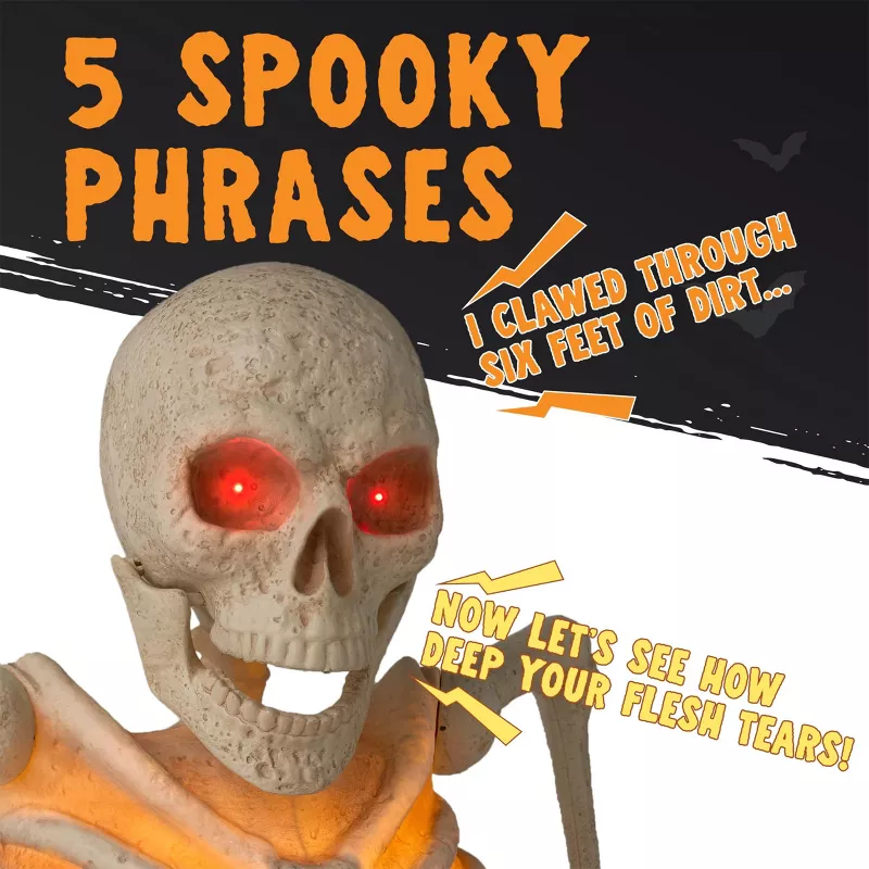 Joyfy 64" Giant Halloween Skeleton Groundbreaker with Lights & Motion Sensor – Scary Animated Gravey | AmazPromo