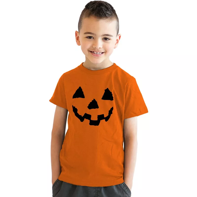 Crazy Dog Youth Halloween Pumpkin Face T-Shirt – Funny Graphic Tee for Kids Trick-or-Treat Costume | AmazPromo