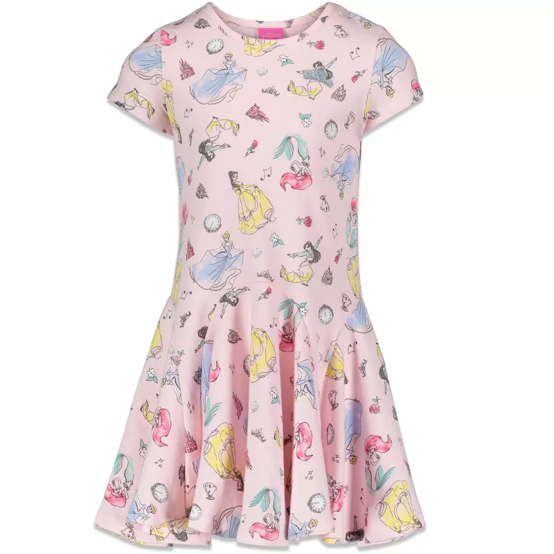 Disney Princess Toddler Dress for Girls – Frozen, Ariel, Cinderella & Belle Short Sleeve Christmas | AmazPromo