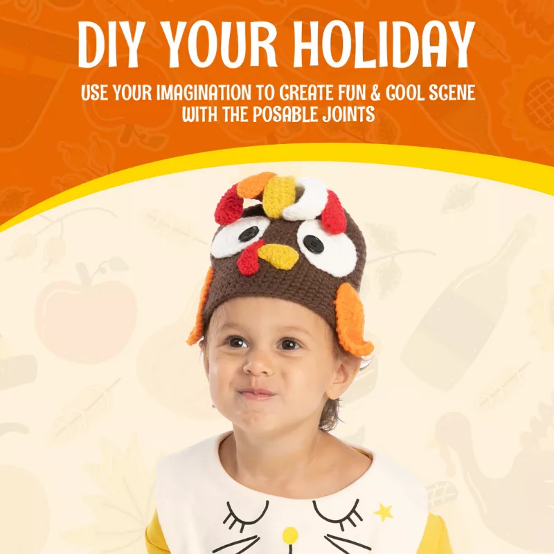 Joyfy Thanksgiving Turkey Beanie Hat for Kids – Soft Knit Holiday Costume & Photo Prop with Ear Flap extra image