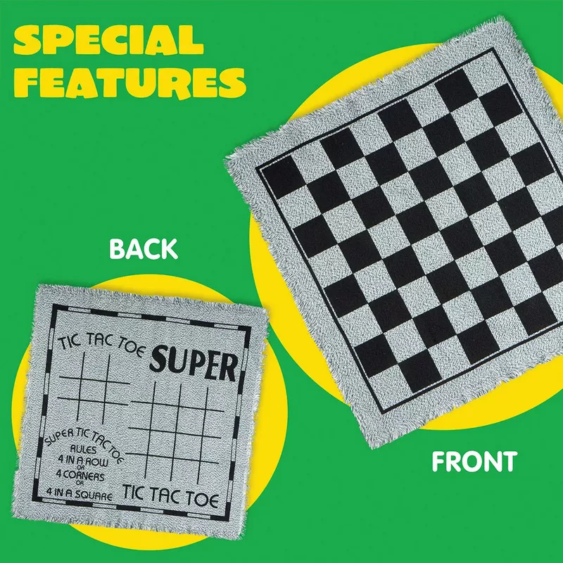 Joyfy 3-in-1 Giant Checkers & Tic Tac Toe Outdoor Board Game Set – Reversible Mat with 24 Large Chec extra image