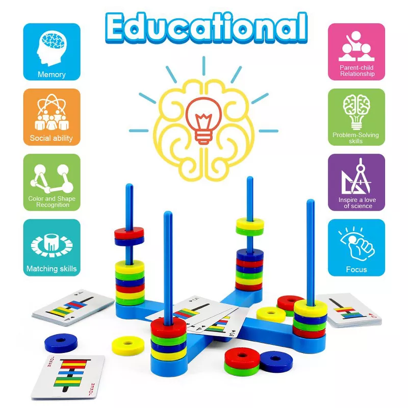 VATOS Magnetic Board Game for Kids Age 3-8 | STEM Educational Toy with 32 Magnetic Rings, Challenge extra image