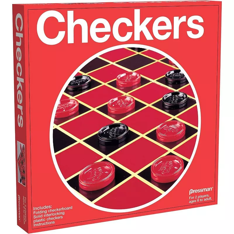 Pressman Checkers Board Game with Folding Board & Interlocking Checkers – Classic Family Strategy | AmazPromo