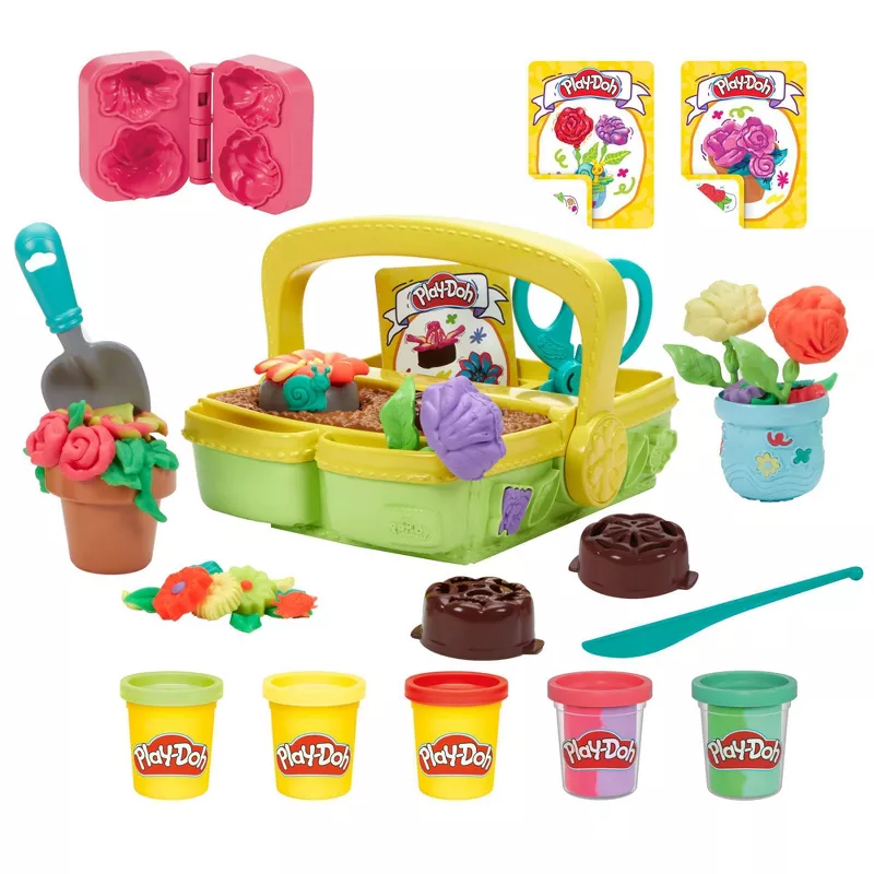 Play-Doh Blooming Flowers Garden Playset for Kids | Creative Sensory Toy with 5 Cans of Modeling Com | AmazPromo