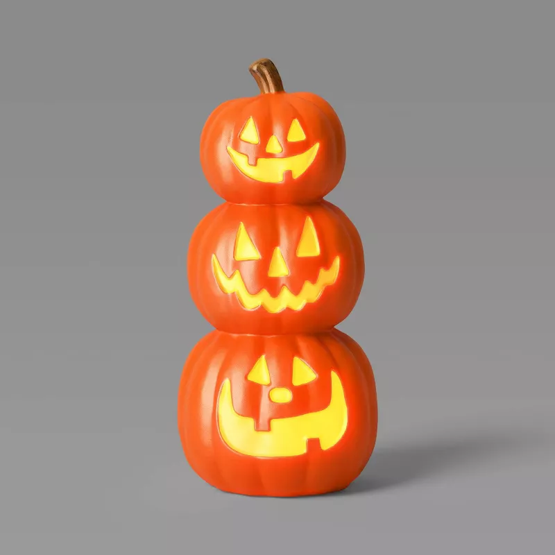 19.75" Light Up Stacked Pumpkin Halloween Decoration with Timer – Hyde and EEK! Boutique™ | AmazPromo