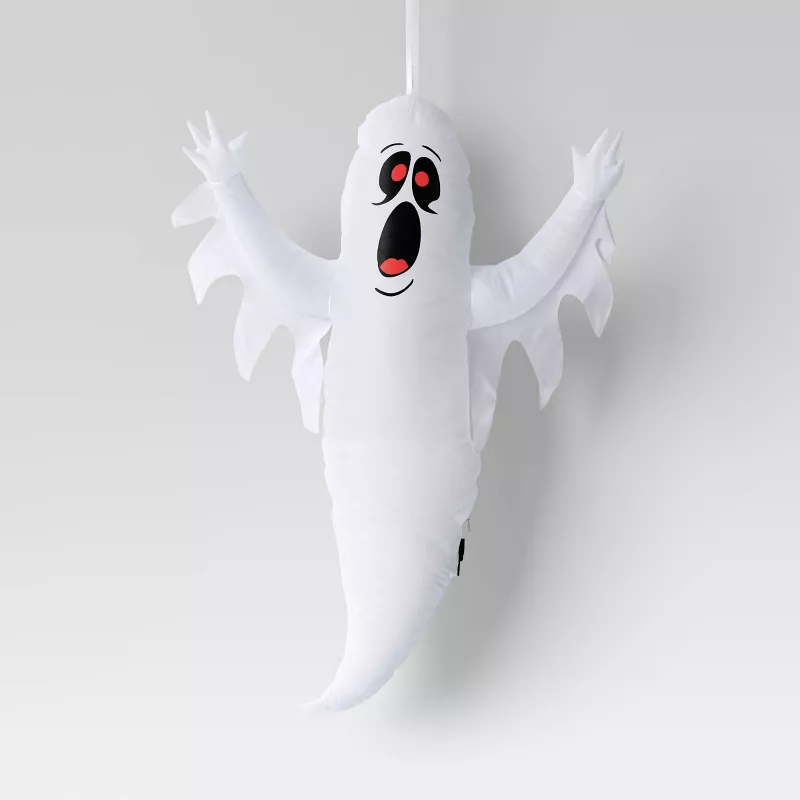 3.5FT Hanging Ghost Inflatable Halloween Yard Decoration – Spooky Outdoor Light-Up Prop | AmazPromo