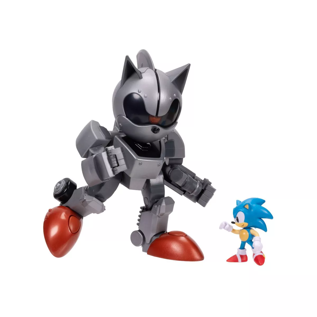 Sonic the Hedgehog Giant Mecha Sonic vs Sonic Action Figure Battle Set with Lights & Sounds – 8 | AmazPromo