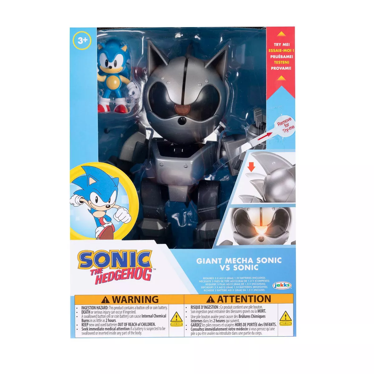 Sonic the Hedgehog Giant Mecha Sonic vs Sonic Action Figure Battle Set with Lights & Sounds – 8 | AmazPromo