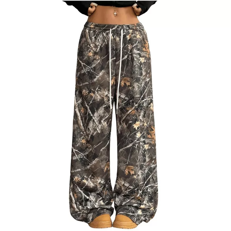 BLUEMING Women’s Camo Wide Leg Sweatpants – Baggy Loose Fit Drawstring Trousers extra image
