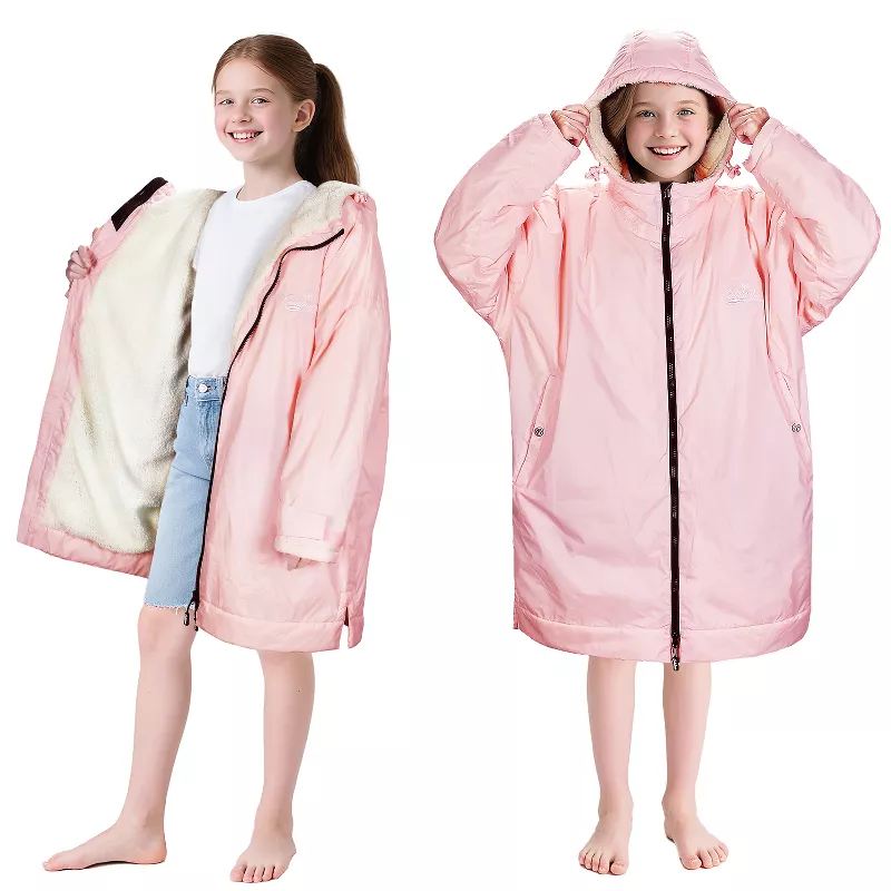 Catalonia Kids Swim Parka – Waterproof Fleece-Lined Changing Robe Jacket | AmazPromo